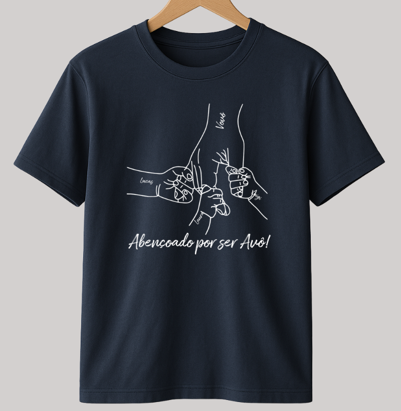 Camiseta personalizada Mãos dadas, abençoado por ser avô