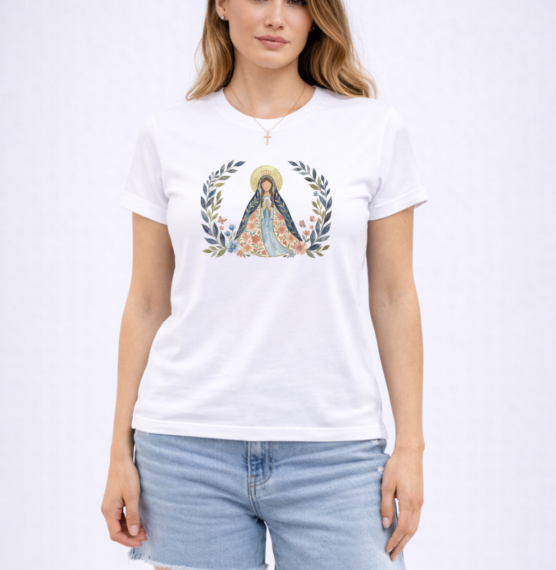 Camiseta Virgem Maria Aquarela