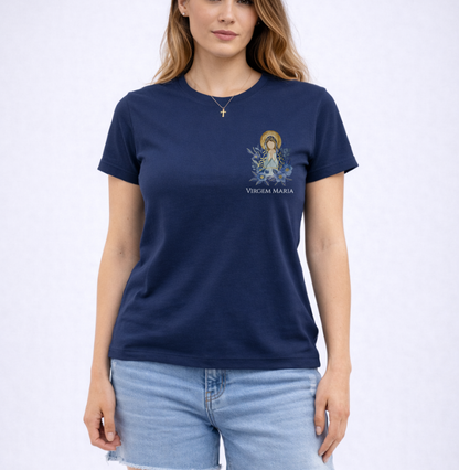 Camiseta Virgem Maria Azul Aquarela