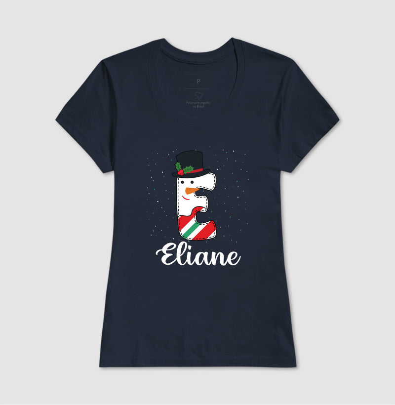 Camiseta Personalizada Natal Letra Inicial Verde e Branca