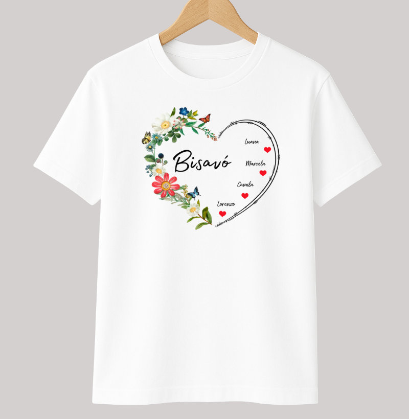 Camiseta Personalizada Bisavó Coração Floral