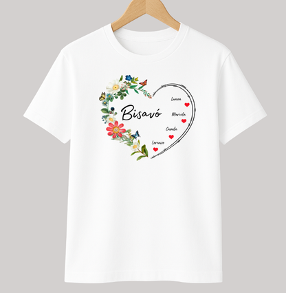 Camiseta Personalizada Bisavó Coração Floral