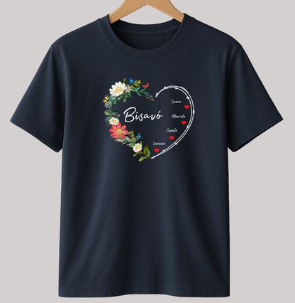 Camiseta Personalizada Bisavó Coração Floral