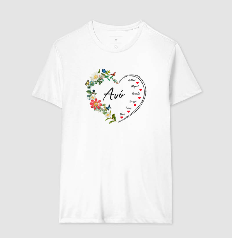 Camiseta Personalizada Avó Coração Floral