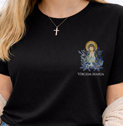 Camiseta Virgem Maria Azul Aquarela