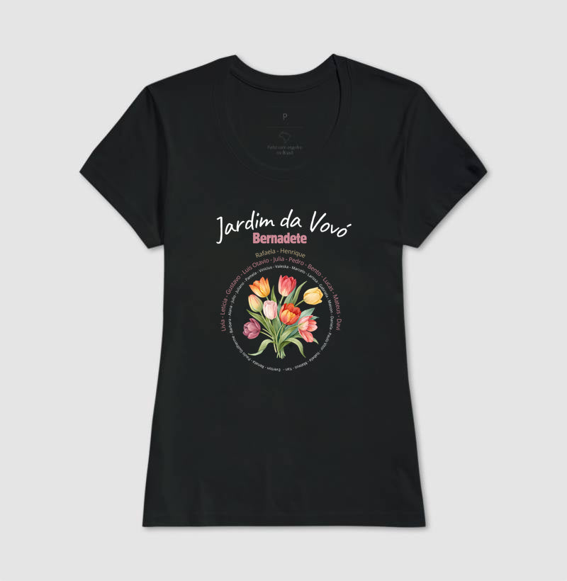 Camiseta Personalizada Jardim da Vovó, Bisavó Buquê de Flores