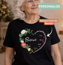 Camiseta Personalizada Bisavó Coração Floral