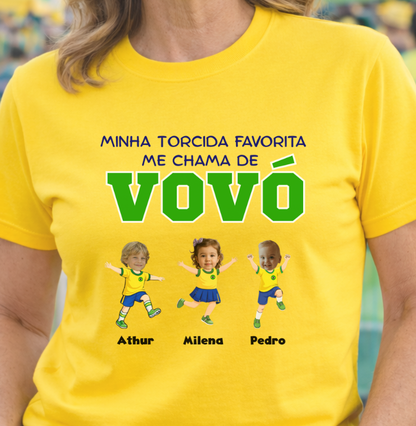 Camiseta Personalizada Vovó/Vovô Minha torcida favorita - Copa do Mundo