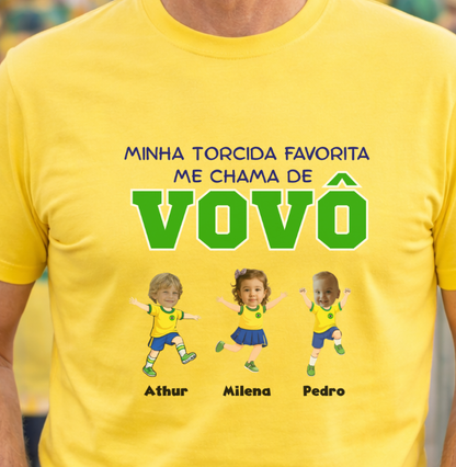 Camiseta Personalizada Vovô/Vovó Minha torcida favorita - Copa do Mundo