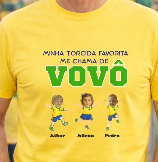 Camiseta Personalizada Vovô/Vovó Minha torcida favorita - Copa do Mundo