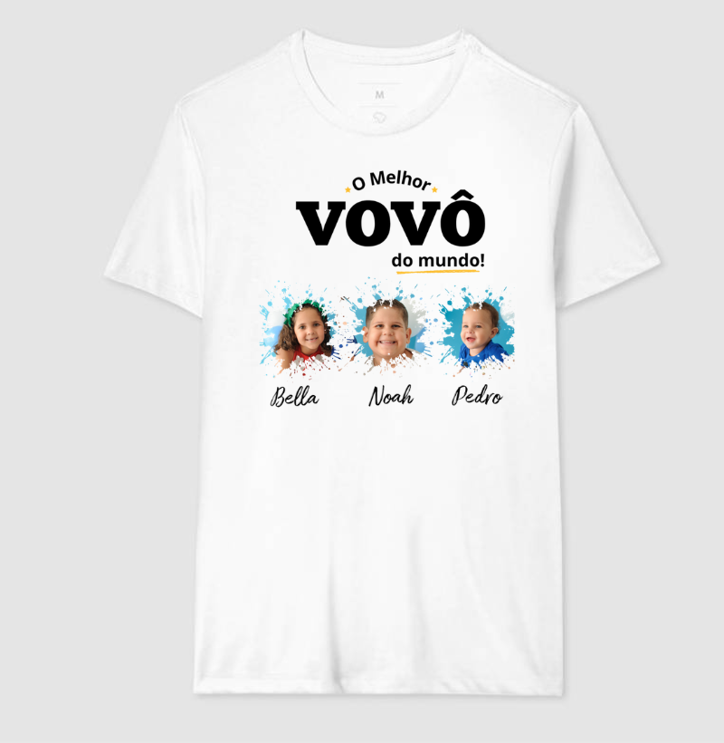 Camiseta Personalizada Melhor  Vovô do Mundo mini fotos