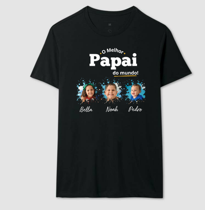 Camiseta Personalizada Melhor Papai do Mundo mini fotos