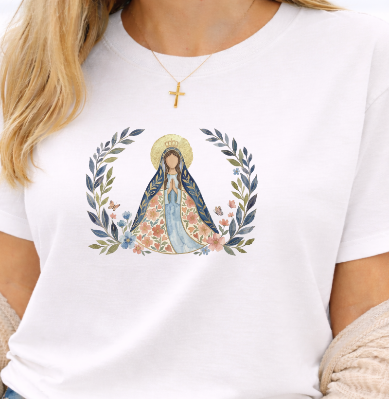 Camiseta Virgem Maria Aquarela