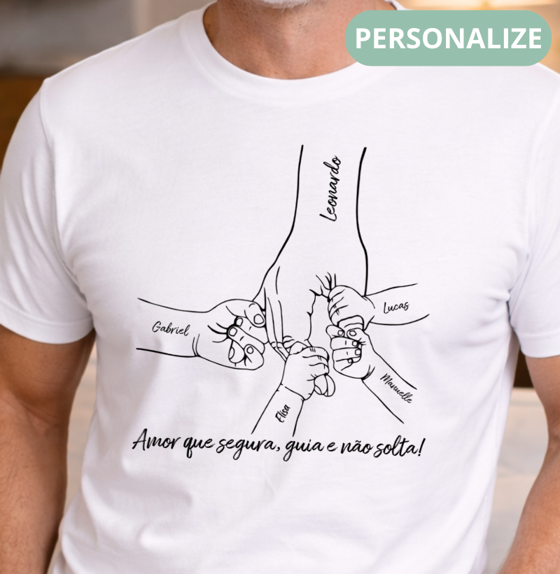 Camiseta Personalizada Mãos de amor e proteção