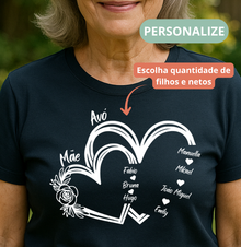 Camiseta Personalizada Coração de Mãe e avó