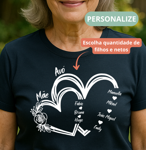 Camiseta Personalizada Coração Mãe e Avó