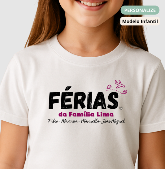 Camiseta Personalizada Infantil - Férias em Família