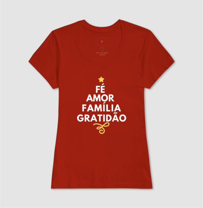 Camiseta Natal Fé, amor, família e Gratidão