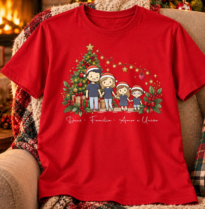 Camiseta Personalizada Natal Família e Desenho