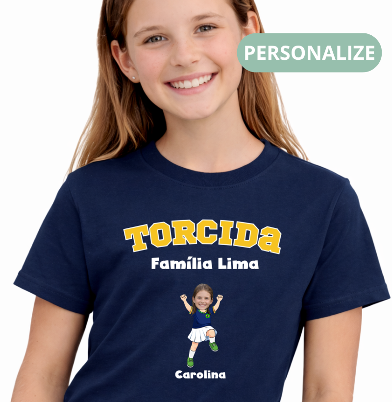 Camiseta Personalizada Infantil Torcida da Família Copa do Mundo