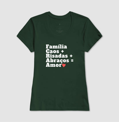 Camiseta Personalizada - Família, Caos, Risadas, Abraços e  amor