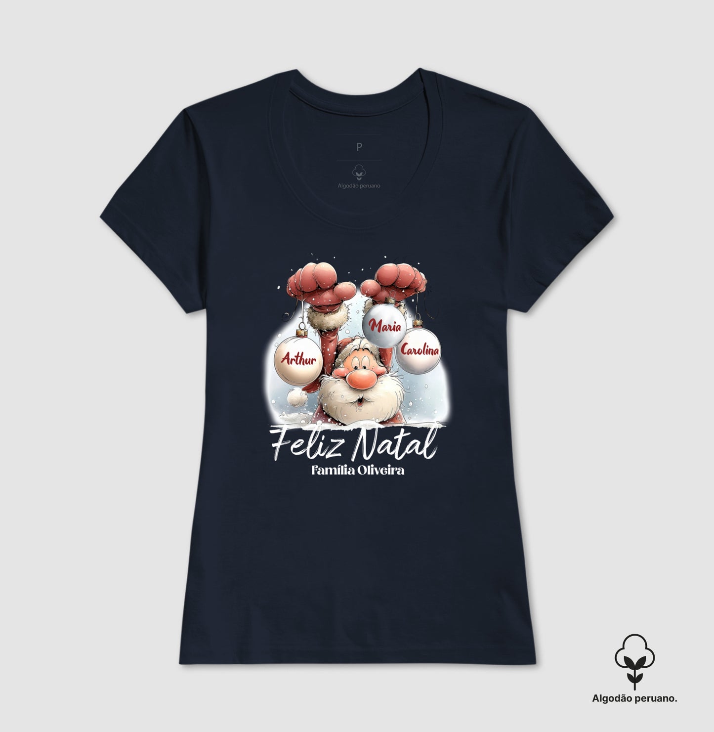 Camiseta Personalizada Natal Papai Noel (Algodão Peruano)
