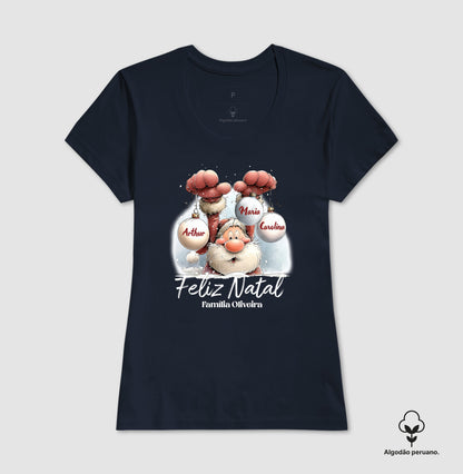 Camiseta Personalizada Natal Papai Noel (Algodão Peruano)