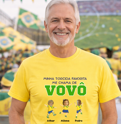 Camiseta Personalizada Vovô/Vovó Minha torcida favorita - Copa do Mundo
