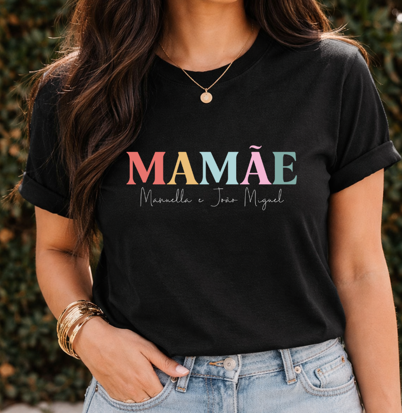 Camiseta Personalizada Mamãe Colorida