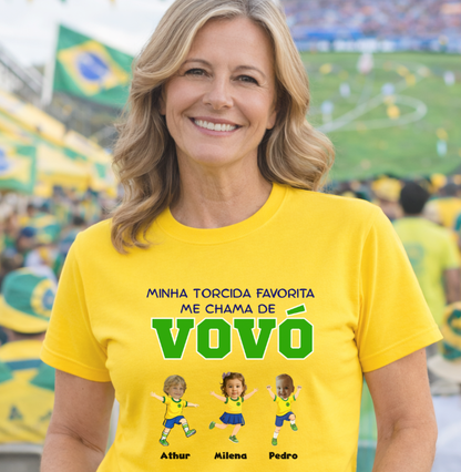 Camiseta Personalizada Vovó/Vovô Minha torcida favorita - Copa do Mundo