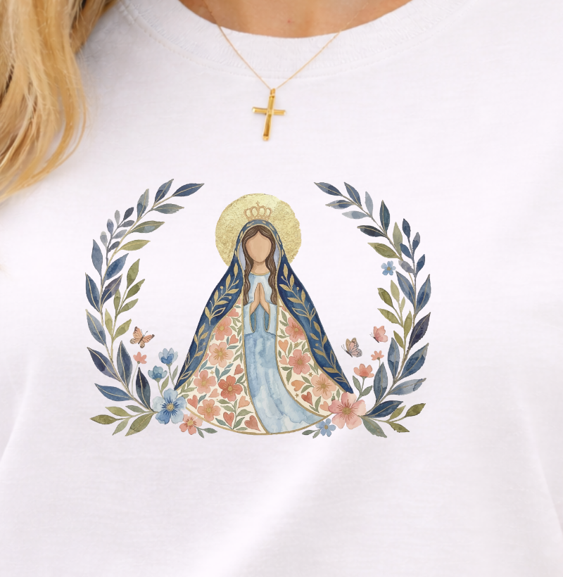 Camiseta Virgem Maria Aquarela
