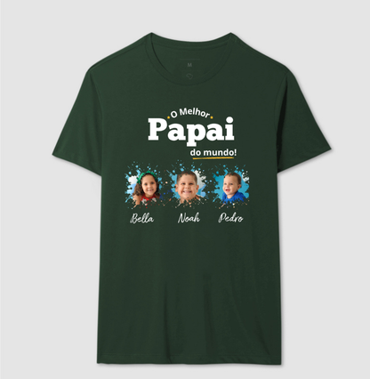 Camiseta Personalizada Melhor Papai do Mundo mini fotos