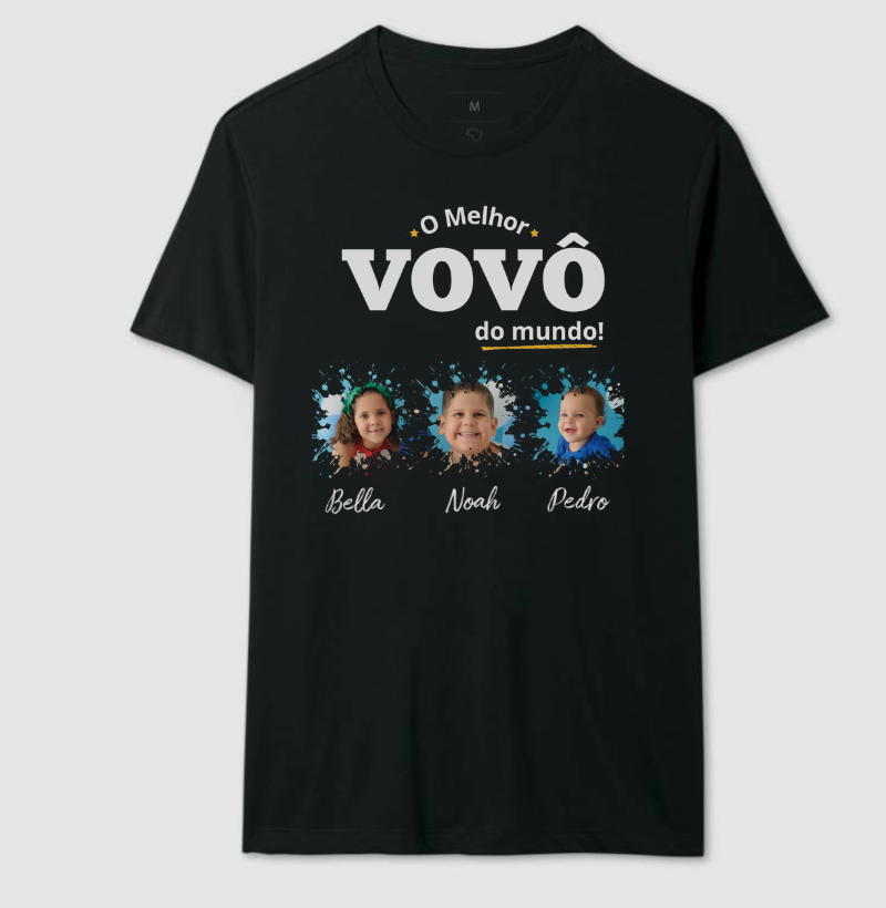 Camiseta Personalizada Melhor  Vovô do Mundo mini fotos