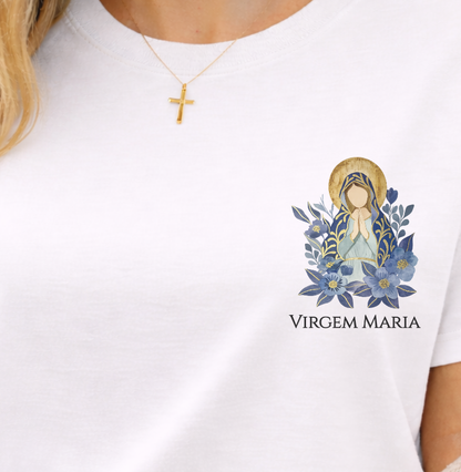 Camiseta Virgem Maria Azul Aquarela
