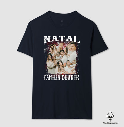 Camiseta Bootleg Personalizada Nossa Família Natal (Algodão Peruano)