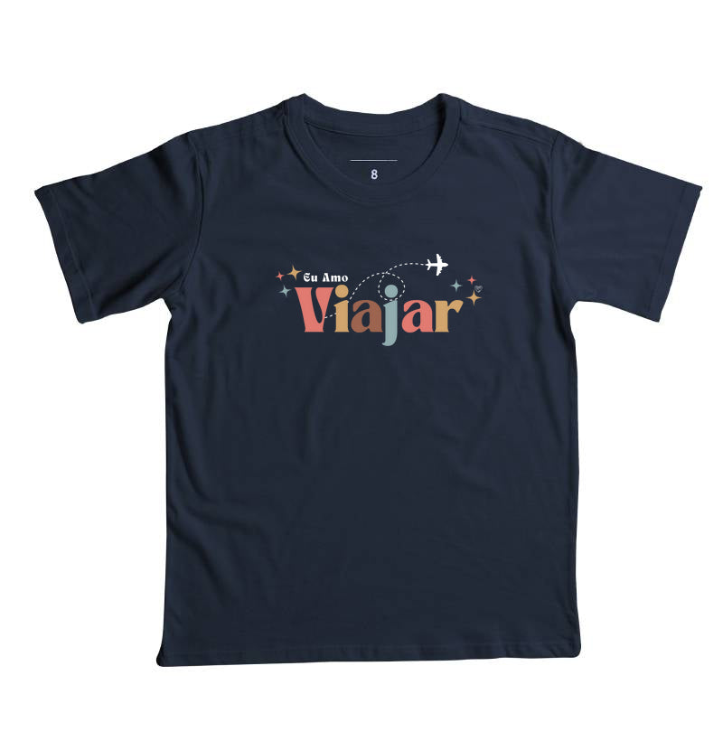 Camiseta Infantil Eu amo viajar 2