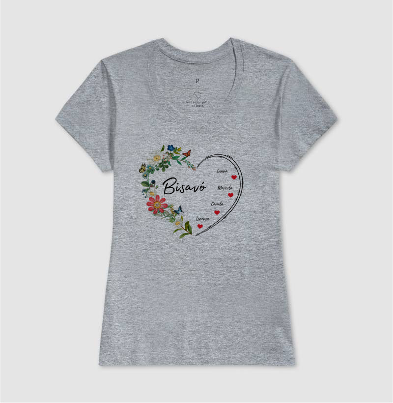 Camiseta Personalizada Bisavó Coração Floral