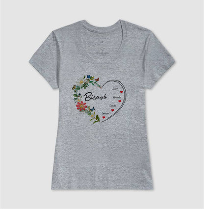 Camiseta Personalizada Bisavó Coração Floral