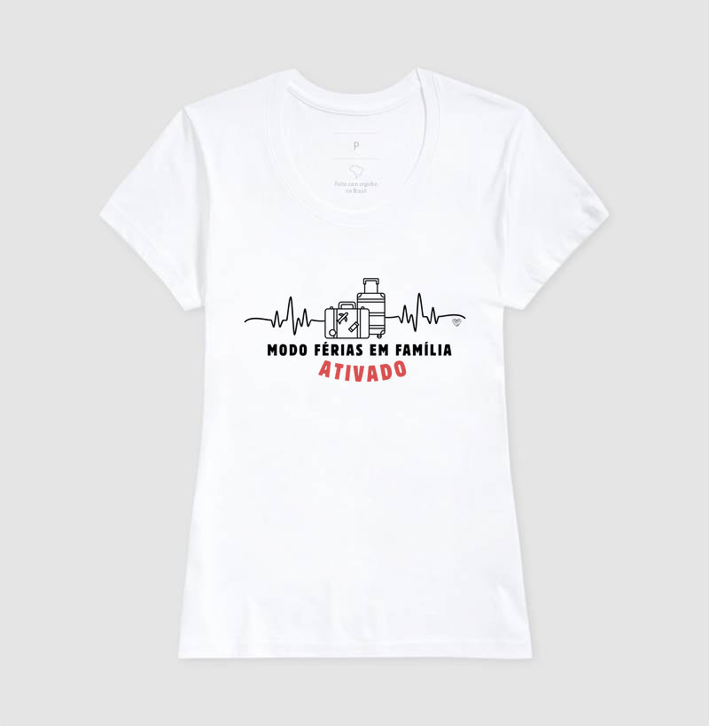 Camiseta Modo Férias em Família Ativado