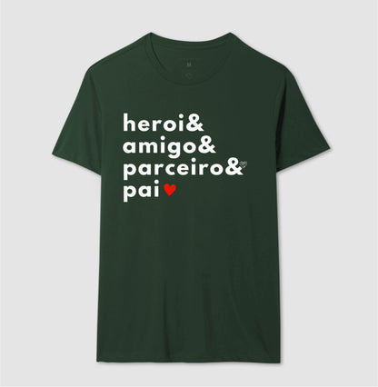Camiseta Pai Herói, amigo e parceiro