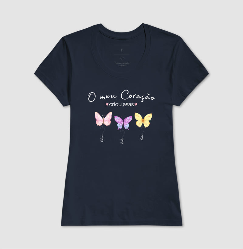Camiseta Personalizada mãe o coração criou asas