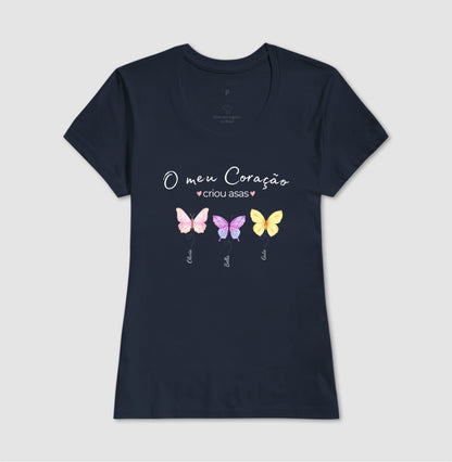 Camiseta Personalizada mãe o coração criou asas