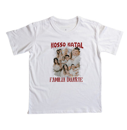 Camiseta Bootleg Infantil Personalizada Nossa Família Natal