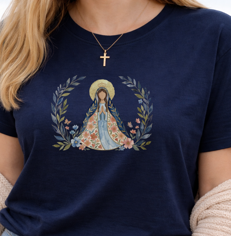 Camiseta Virgem Maria Aquarela