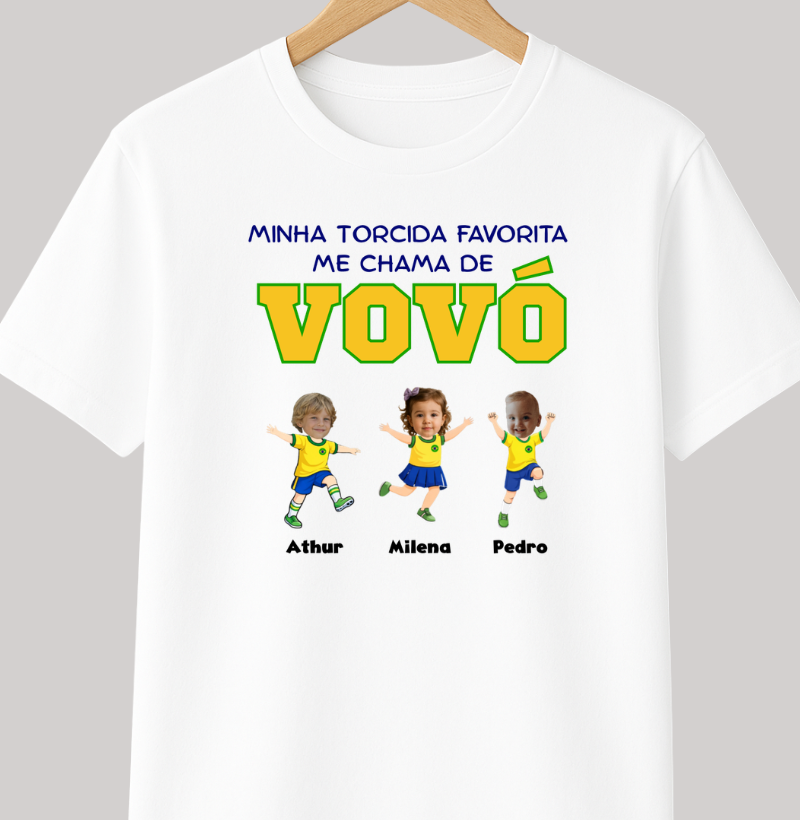 Camiseta Personalizada Vovó/Vovô Minha torcida favorita - Copa do Mundo