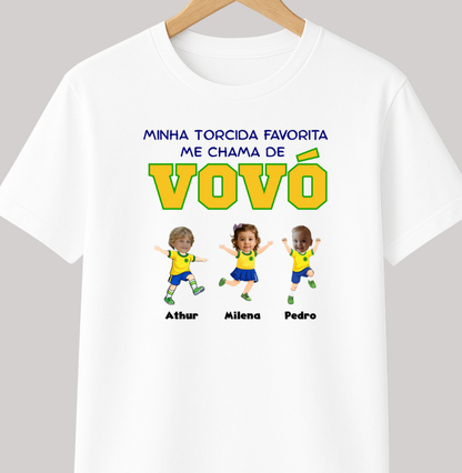 Camiseta Personalizada Vovó/Vovô Minha torcida favorita - Copa do Mundo