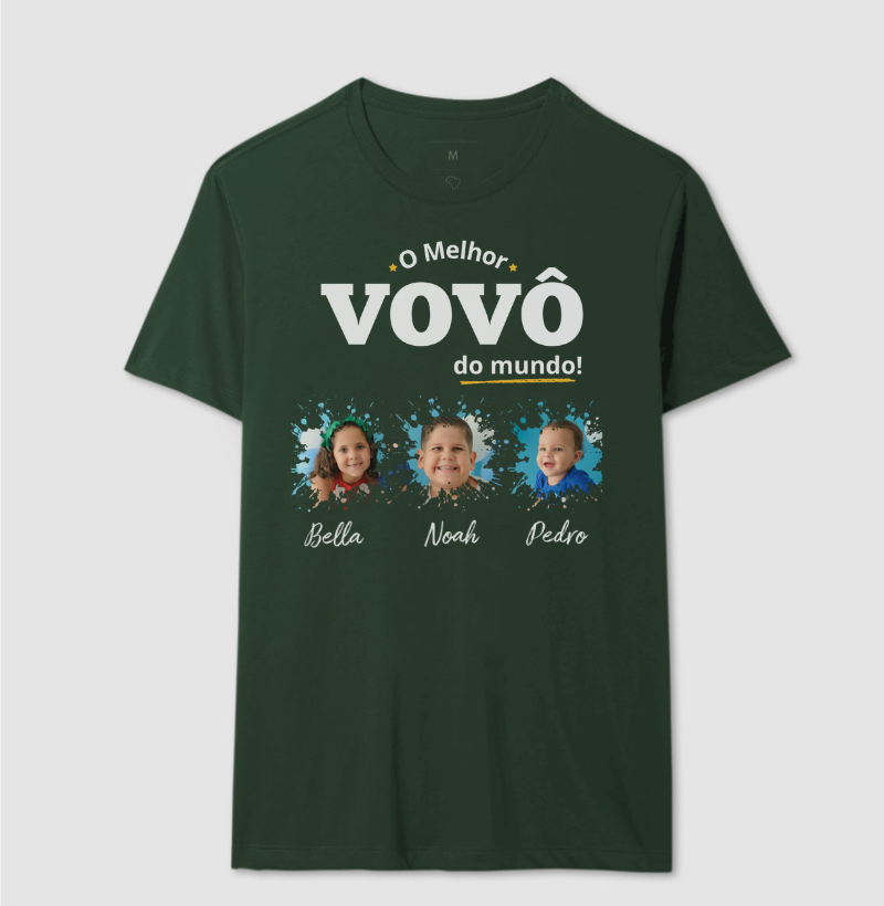 Camiseta Personalizada Melhor  Vovô do Mundo mini fotos