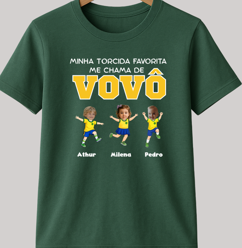 Camiseta Personalizada Vovô/Vovó Minha torcida favorita - Copa do Mundo