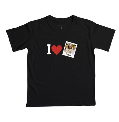 Camiseta Infantil- Familia I Love + Foto Retrô