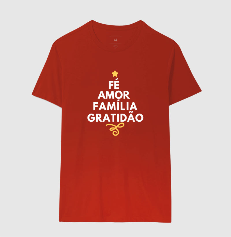 Camiseta Natal Fé, amor, família e Gratidão